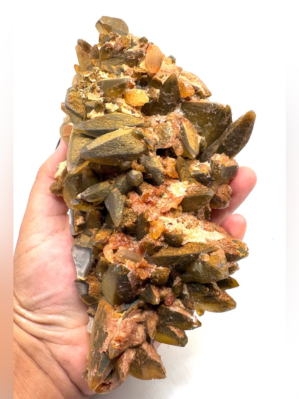Dog tooth Calcite Cluster /Honey Calcite - Hematite, Limonite & Iron inclusions